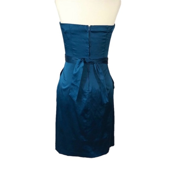 Teeze Me Blue Satin Strapless Cocktail Dress Size 7 - Picture 8 of 10